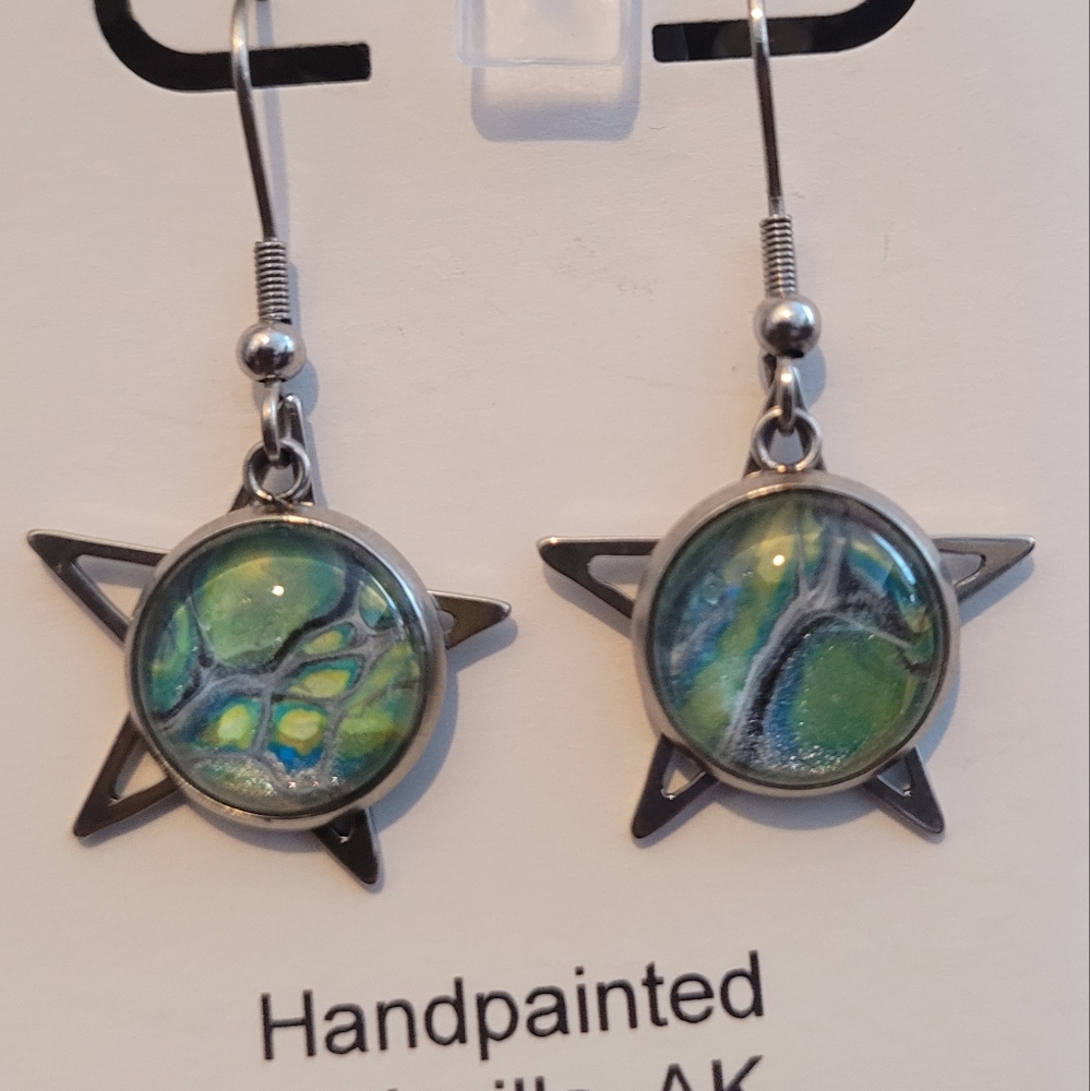 Handpainted glass earrings